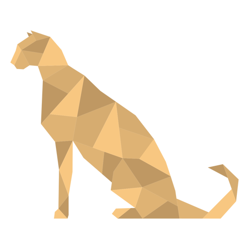 Sitting polygonal color cougar PNG Design