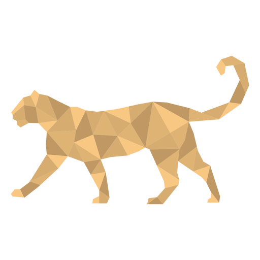 Simple walking polygonal cougar PNG Design