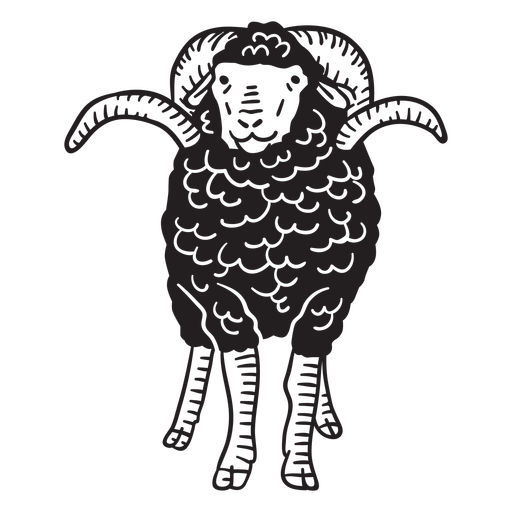 Frontal hand drawn ram PNG Design