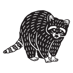 Hand drawn standing raccoon Transparent PNG