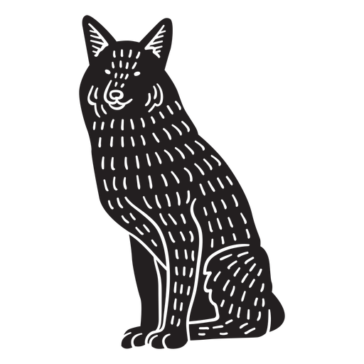 Simple hand drawn sitting wolf PNG Design