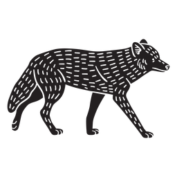 Simple hand drawn walking wolf