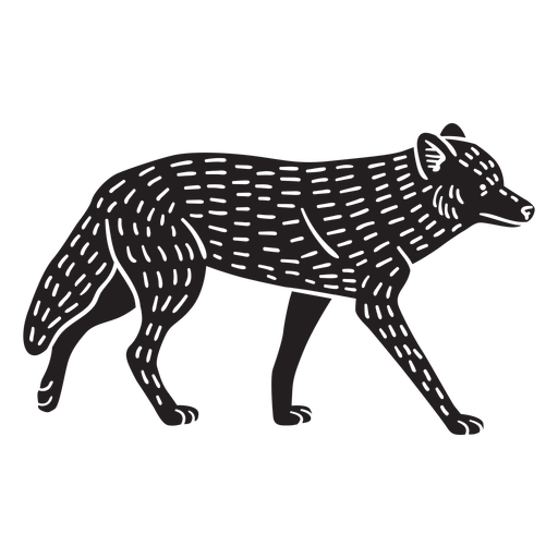 Simple hand drawn walking wolf