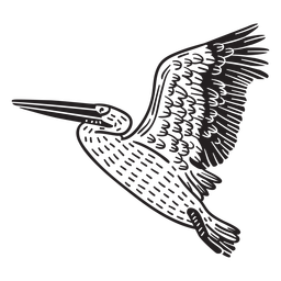 Simple flying hand drawn heron PNG Design