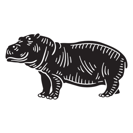 Hand drawn standing hippo PNG Design