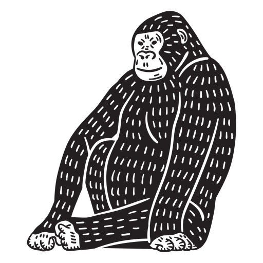 Sitting hand drawn monkey