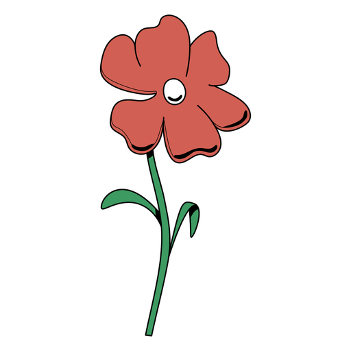 Simple red color stroke flower PNG Design