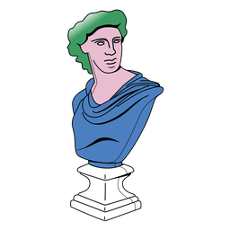 Flat colored stroke bust sculpture PNG Design
