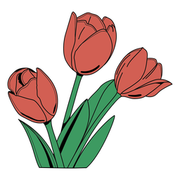 Simple color stroke group of tulips PNG Design