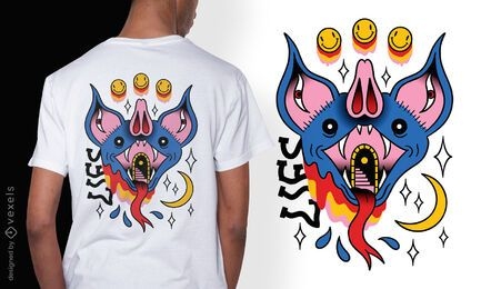 Trippy bat tattoo surreal t-shirt design