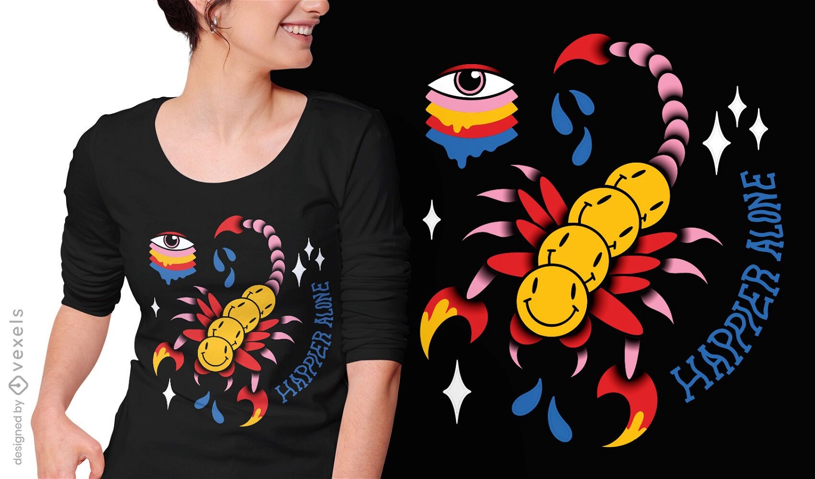 Trippy centipede tattoo t-shirt design