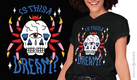 Trippy Spinnenschädel Tattoo T-Shirt Design