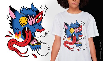 Diseño de camiseta de tatuaje de lobo trippy. Diseño de camiseta de tatuaje de lobo trippy.