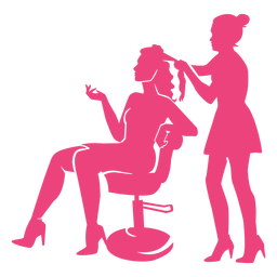 Hairdresser and lady in chair silhouettes PNG Design