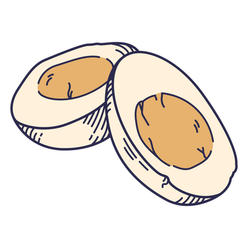 Color stroke cut boiled egg PNG Design