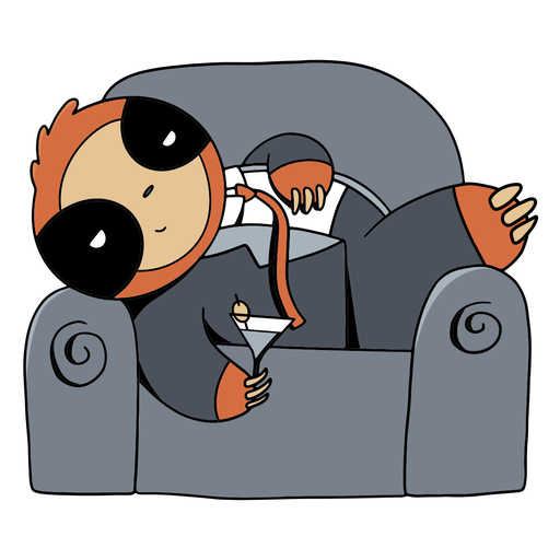 Sloth cartoon relaxing in couch  PNG Design