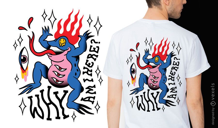 Frog on fire trippy quote t-shirt design Frog on fire trippy quote t-shirt design