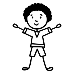 Standing open arms doodle boy PNG Design