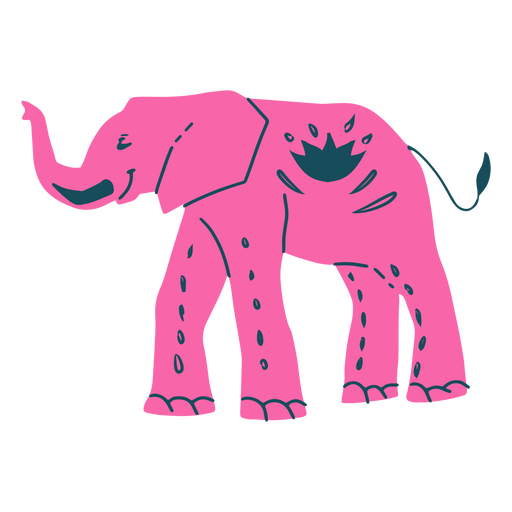 Hand drawn pink elephant PNG Design