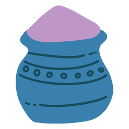 Hand drawn pot of holi purple powder Transparent PNG