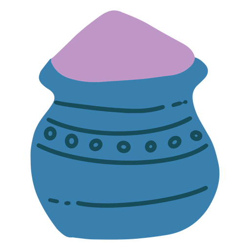 Hand drawn pot of holi purple powder PNG Design