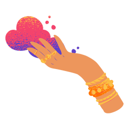 Flat hand with holi festival powder Transparent PNG