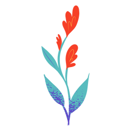 Flor roja simple semi plana Transparent PNG
