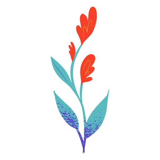Flor roja simple semi plana