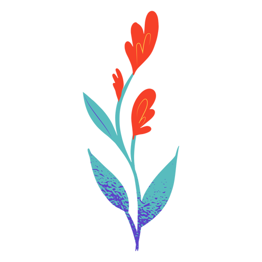 Simple red flower semi flat PNG Design