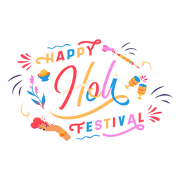 Happy holi festival lettering badge PNG Design