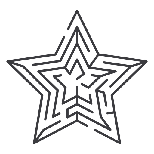 Simple stroke star shaped maze PNG Design