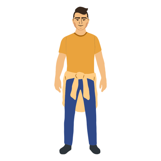 Standing flat young man in tee and jeans PNG Design