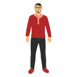 Standing flat young man in red shirt PNG Design Transparent PNG