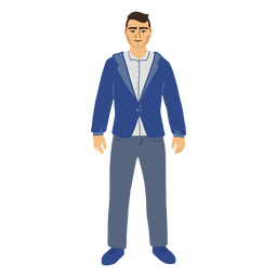 Standing flat young man in blue suit PNG Design