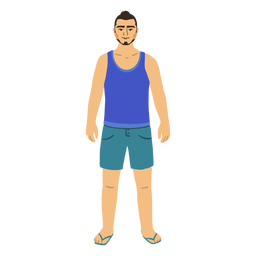 Standing flat young man in tank top  PNG Design Transparent PNG