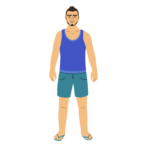 Standing flat young man in tank top  PNG Design