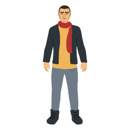 Man in winter clothes character PNG Design