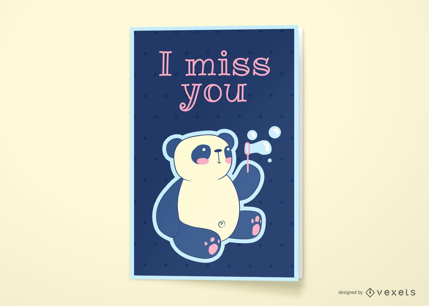I miss you panda greeting card design