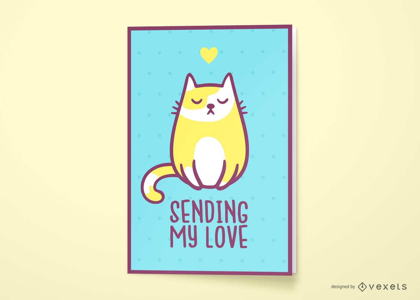Design de cartão de felicitações de gato amor