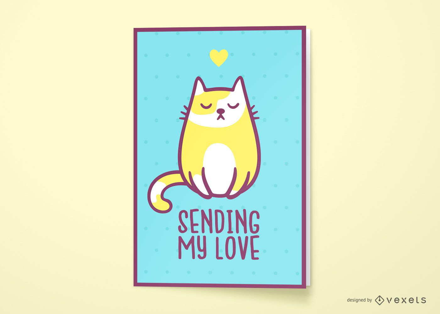 Love cat quote greeting card design