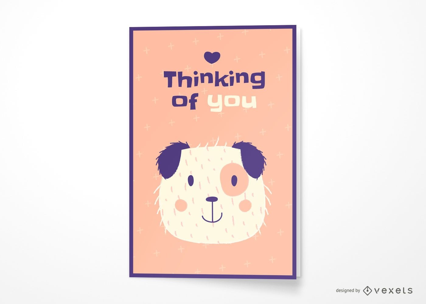 Cachorro pensando em você design de cartão de felicitações