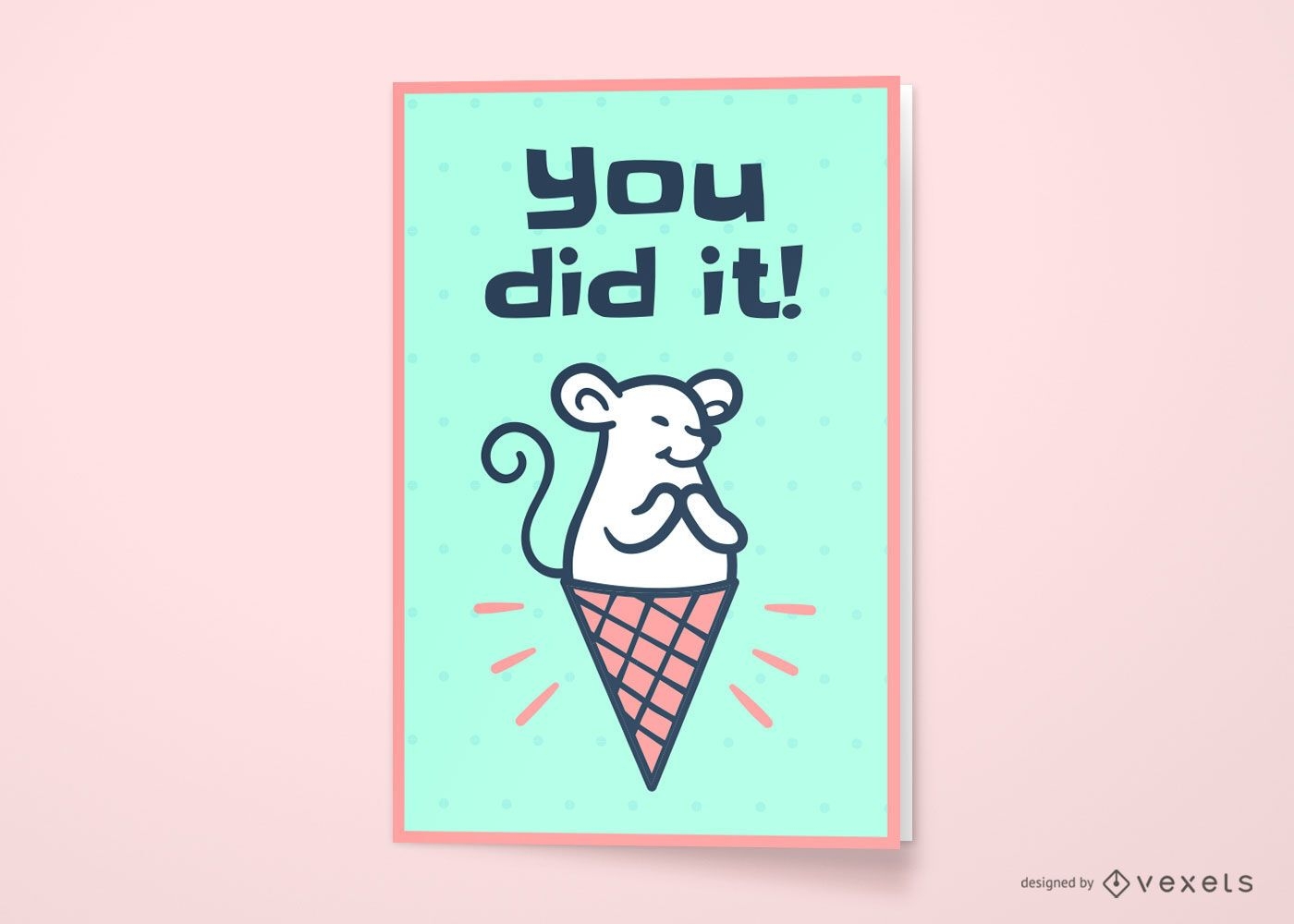 Ice cream mouse greeting card design