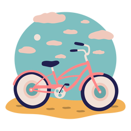Simple flat bycicle on the beach PNG Design