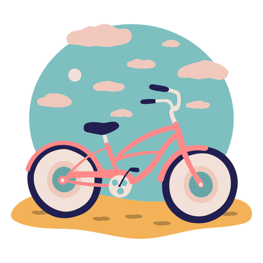Simple flat bycicle on the beach PNG Design