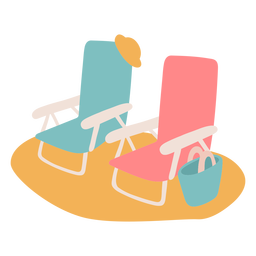 Flat pair of beach chairs PNG Design