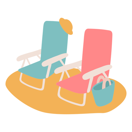 Flat pair of beach chairs PNG Design