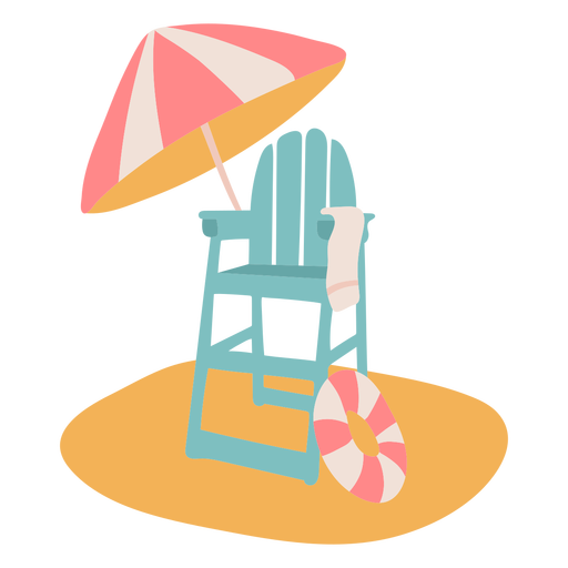 Lifeguard chair in the beach flat PNG Design