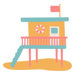 Lifeguard box in the beach flat PNG Design