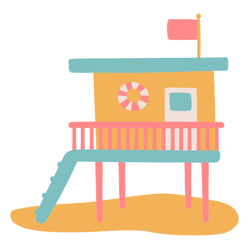 Lifeguard box in the beach flat PNG Design