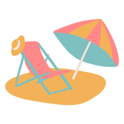 Simple beach chair with umbrella PNG Design